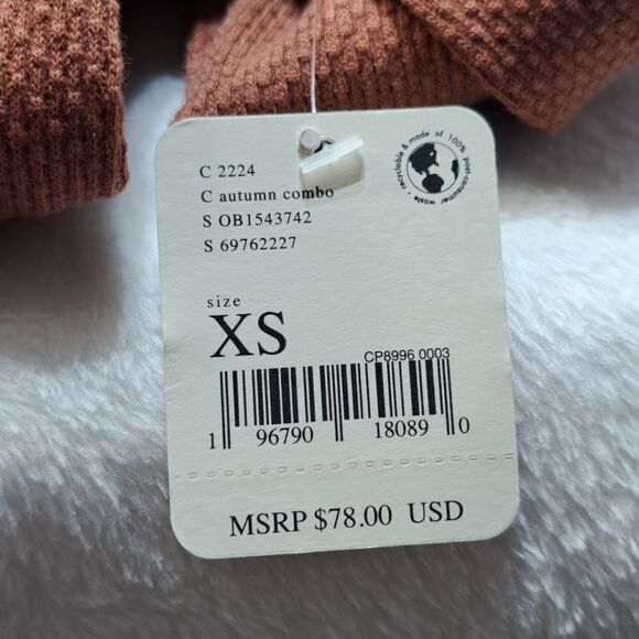 NWT Free People Mikah Layering Cuff Long Sleeve Thermal Autumn Combo - Picture 8 of 9